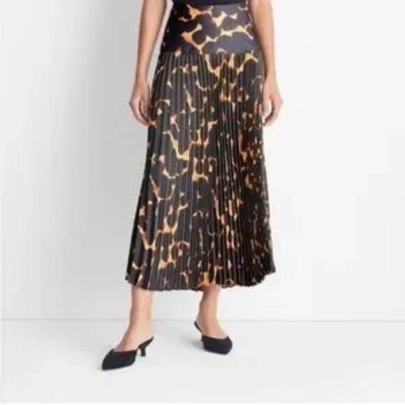 Future Collective Tortoise Drop-Waist Pleated Midi Skirt – Size L - Picture 2 of 2